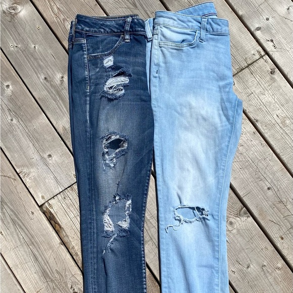 American Eagle Jeggings (ripped) size 10 & Tommy Hilfiger skinny Jeans size 8 - Picture 3 of 5